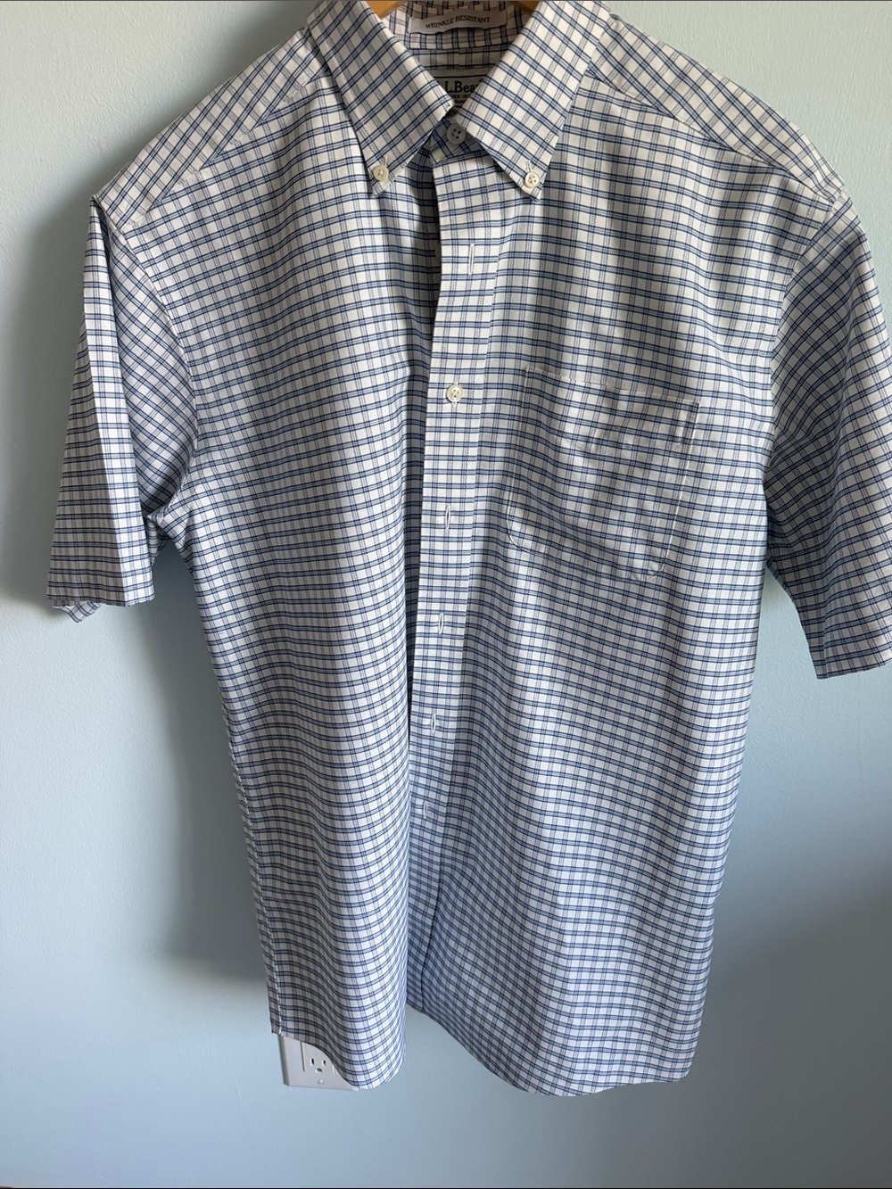 Brooks Brothers Blue and White Check Short-Sleeve Button-Down Shirt